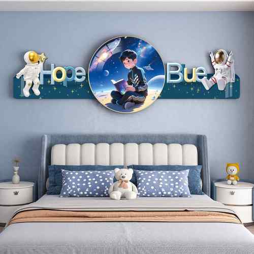 现代新款儿童房装饰画可爱温馨公主女孩男孩房床头挂画墙面装饰品