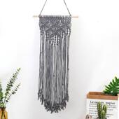 波西米亚风情棉绳挂毯手工编织蝴蝶花卉壁式 民宿室内室外壁挂