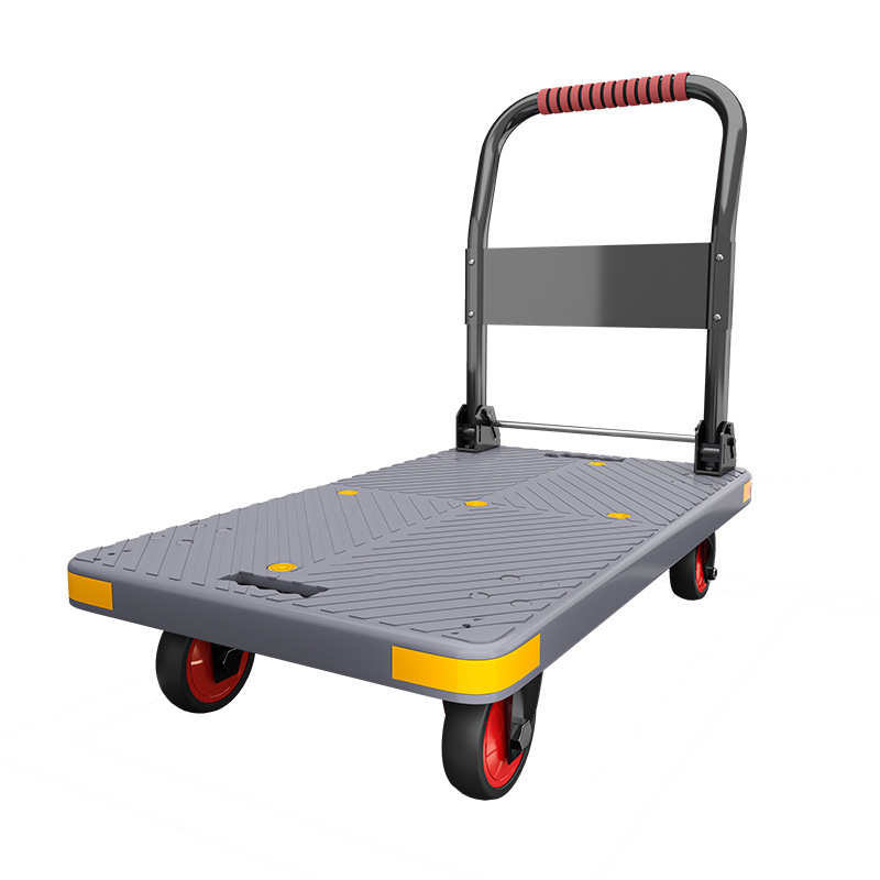 彩色加厚小推车拉货搬运车四轮静音手推车可折叠平板车家用小拖车