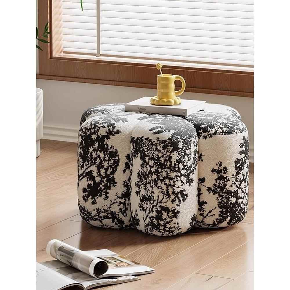 米悦家用矮凳实木板凳小坐凳轻奢高级感创意矮凳花瓣凳客厅圆凳沙