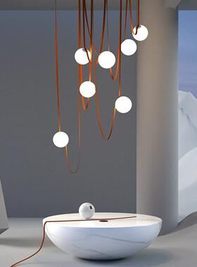 北欧极简别墅楼梯吊灯loft旋转楼梯间客厅挑空现代简约复式楼吊灯