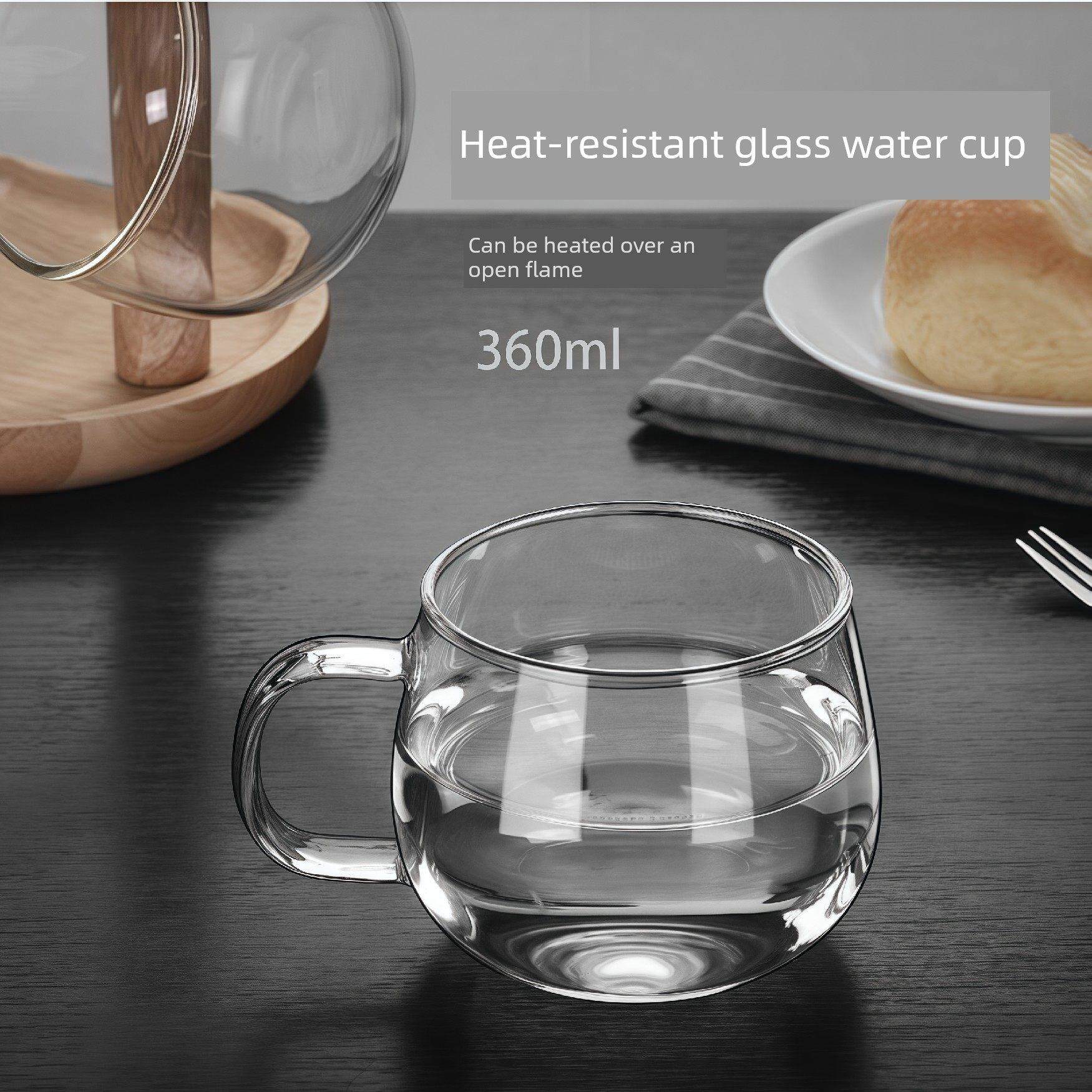 德国加厚耐热玻璃杯子透明水杯牛奶杯果汁杯茶杯炉带把手咖啡杯