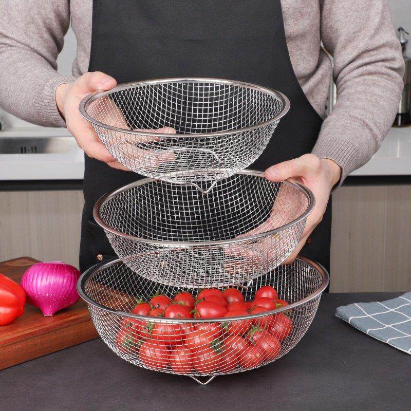 精品圆网篮大孔沥水篮洗菜漏篮家用厨房洗菜盆过滤网筐油炸篮套盆