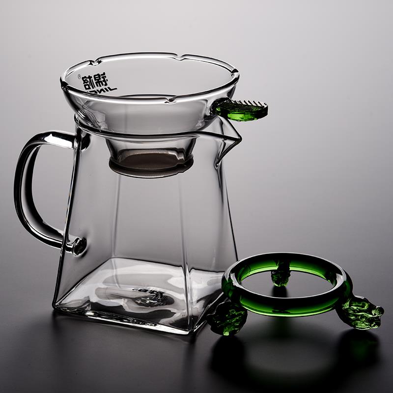 玻璃公道杯加厚耐热茶漏套装一体功夫茶具日式分茶器带隔茶器