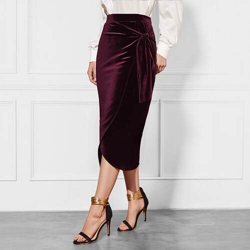 Half length skirt with split velvet skirt