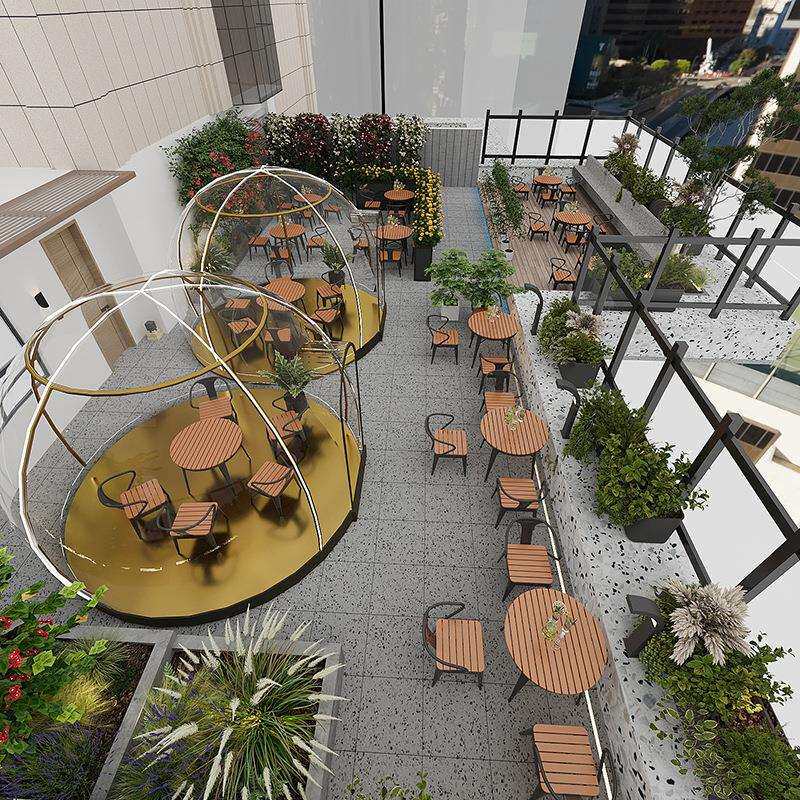 户外花桌组合套庭装院露天圆桌休5424闲室外餐椅厅餐桌露台园家具