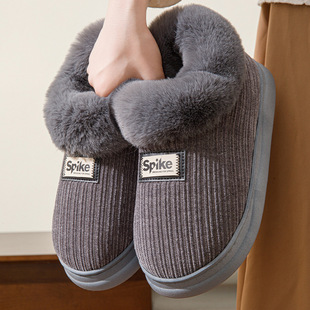 棉拖鞋包跟女冬款居家用男毛绒拖保暖加厚底防滑月子带后跟棉鞋拖