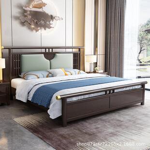 新中式 卧1.8米双人大软床现代橡简约木.5米1全实木包 实木床主A11