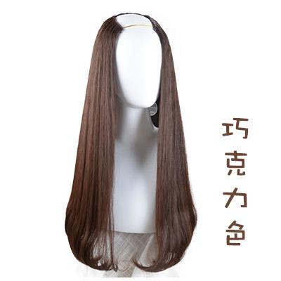 高档假长卷发大发波浪网红可爱抖真音款u形半女头套wig无痕一片式