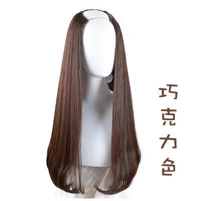 高档假长卷发大发波浪网红可爱抖真音款u形半女头套wig无痕一片式