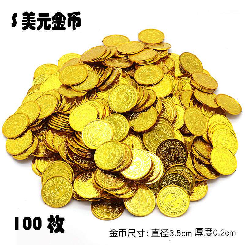 100pcs Gold Coins Pirate Treasure Game Halloween Kids Party - 实物图