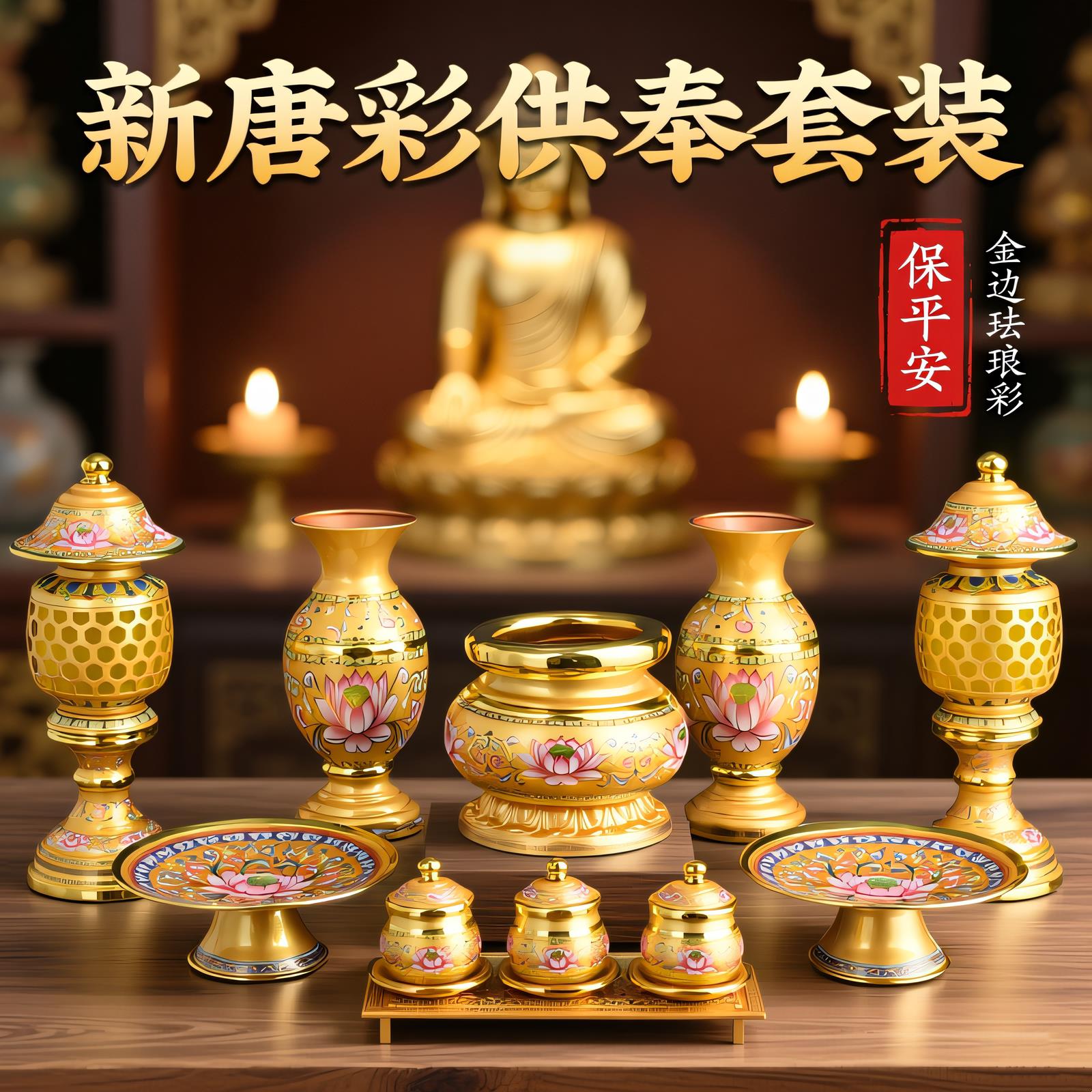 供佛香炉家用供奉仙家套装供水杯供果盘佛前供灯花瓶佛具用品大全