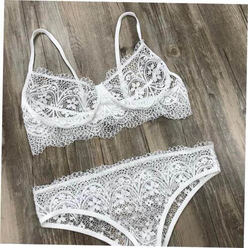 Womens lace underwear set solid color bra set
