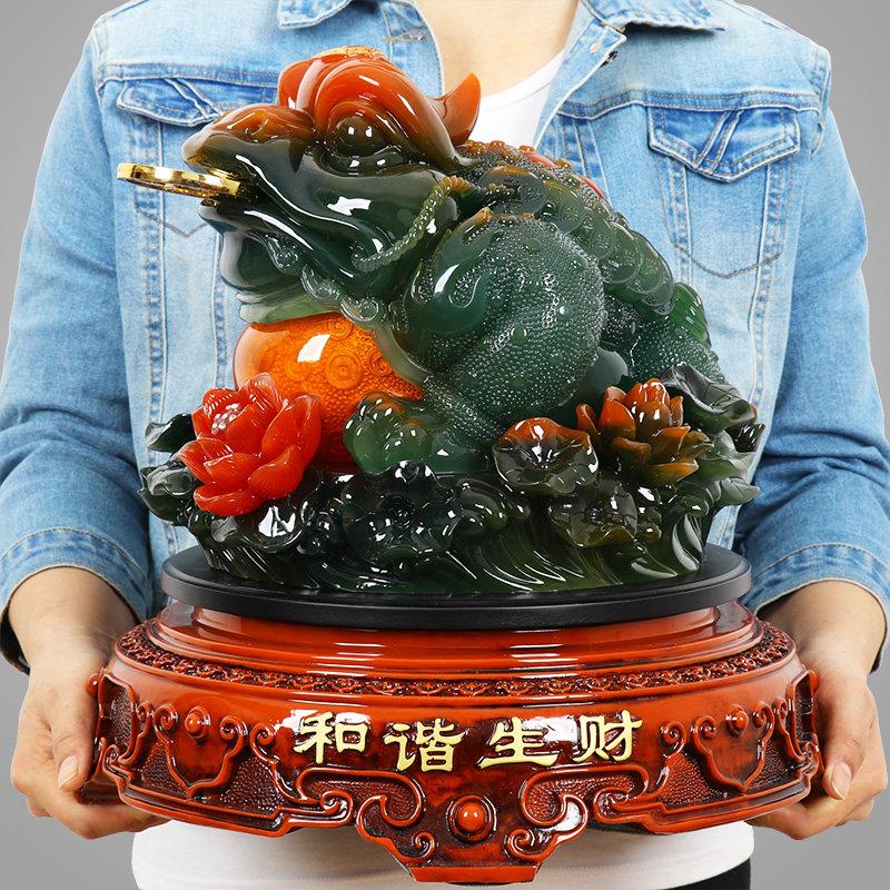 三脚金蟾招财摆件黄玉色旺财创意中式风水摆件 深圳吉祥伞招财礼