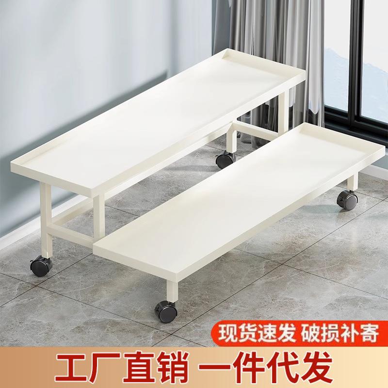 阶梯式花架铁艺带轮阳台鲜花摆放室外可移动简约多层植物展示架子