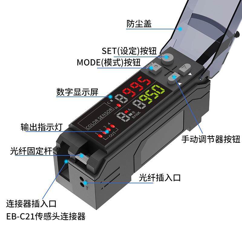 数字颜色放大器颜色色彩识别传感器同时可检测8种颜色GT-C21N