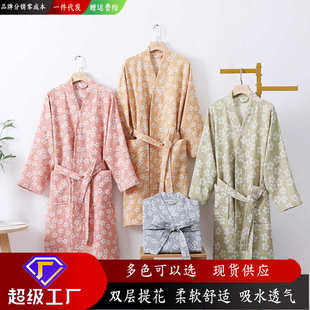 纯棉双层纱浴袍薄款 新款 纱布家居服睡衣情侣睡袍吸水速干浴衣批发