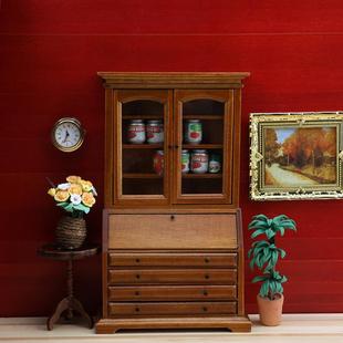 12娃娃屋dollhouse微缩家具迷你小家居食玩场景摆件木质书柜子