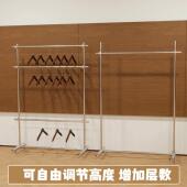 展示架不锈钢落地陈列挂衣架 服装 可调节高度带轮移动女装 店落地式