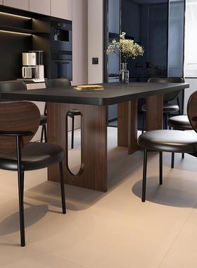 组合意式极简长方形家用小户代型脚木轻奢岩厅板65797餐桌客现简