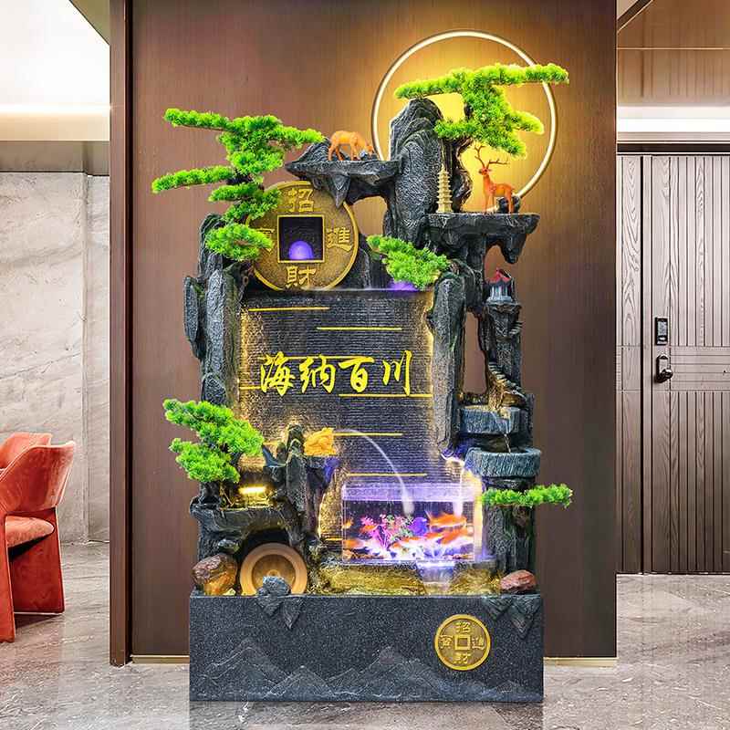 FBQ大型假酒山流水摆循环水招财件客厅庭院落地店鱼池装饰喷泉水