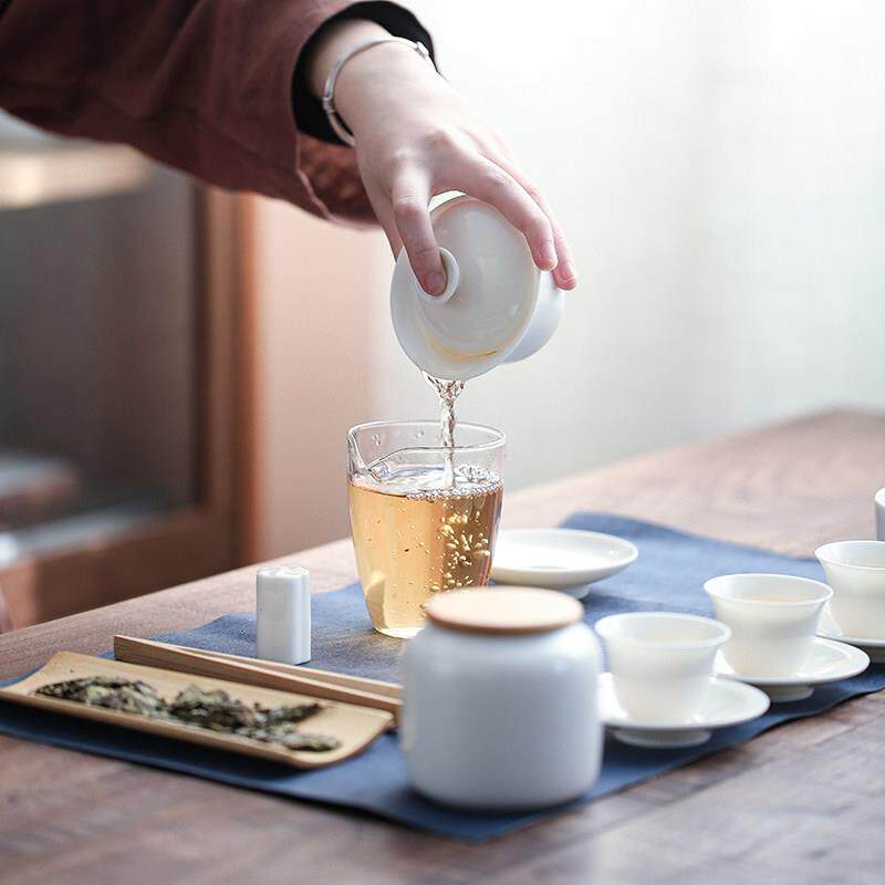 白瓷茶艺教学茶具套组陶瓷旅行便携包功夫盖碗套装茶艺师考试培训