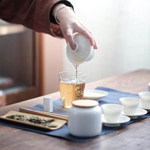 白瓷茶艺教学茶具套组陶瓷旅行便携包功夫盖碗套装茶艺师考试培训