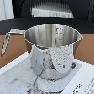 早餐打蛋 304不锈钢迷你奶锅三层钢户外加厚烘焙刻度量杯热油小锅