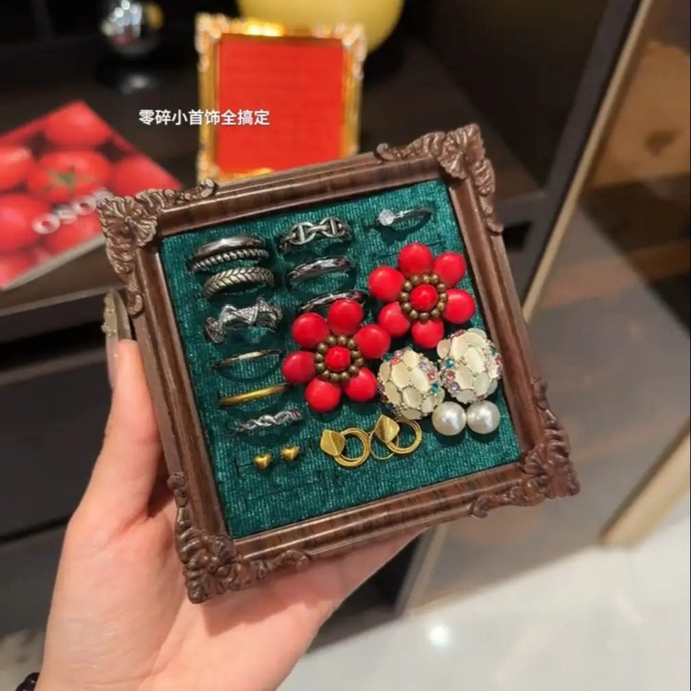 创意复古首饰展示架欧式相框戒子珠宝收纳盘梳妆台店铺陈列摆件