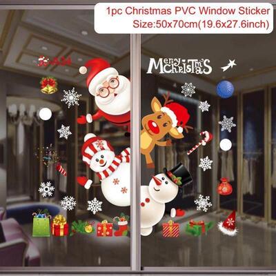 Merry Christmas Decoration for Home Wall Window Sticker Orn