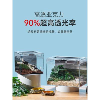爬宠饲养箱造景蜗牛盒蜥蜴守宫角蛙寄居蟹饲养盒透明观赏生态缸