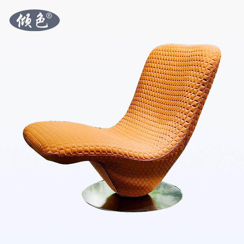 意式轻奢办公室懒人体工学沙发椅布艺家用休闲躺椅子设计师单人椅