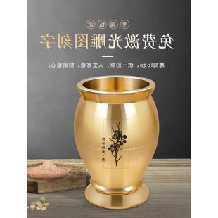 实心黄铜中药捣药罐 铜臼冲筒黄铜盅研钵研磨器捣蒜器 家用 老式