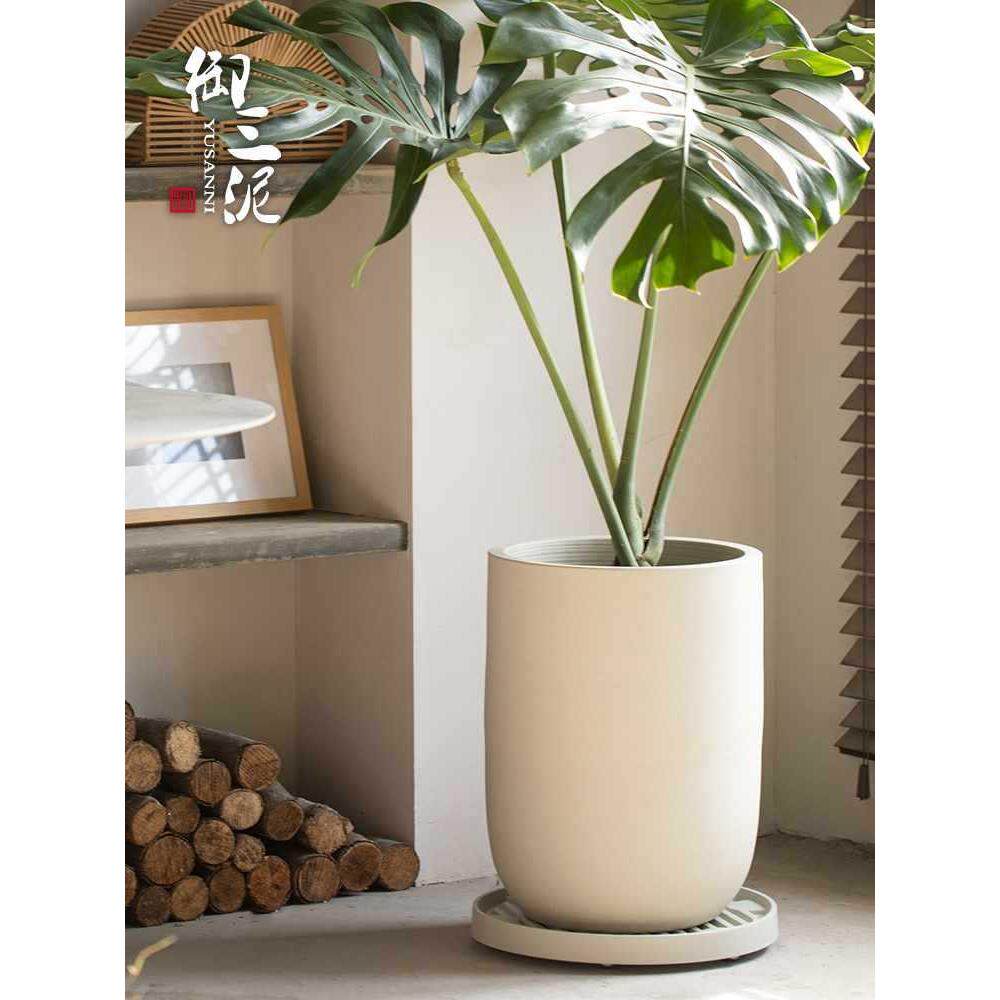 厚竹重感手陶工花盆龟背绿植盆感陶盆大F9759M7J口径种植盆瓷橡皮