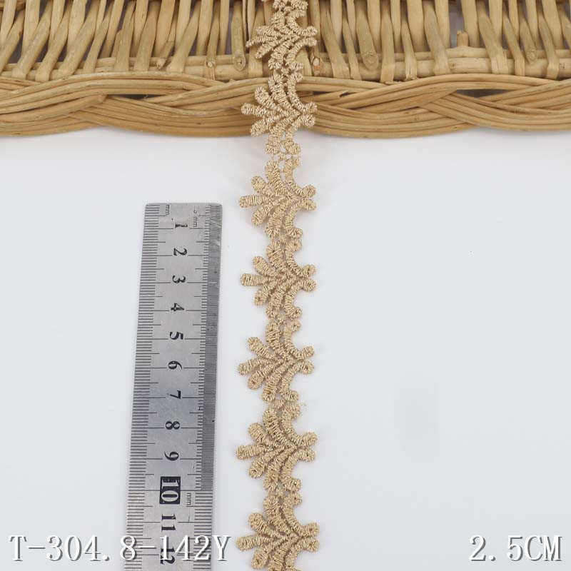 唐隆金色条码花纹涤光丝水溶花边 2.5cm装饰家纺蕾丝花边辅料DIY