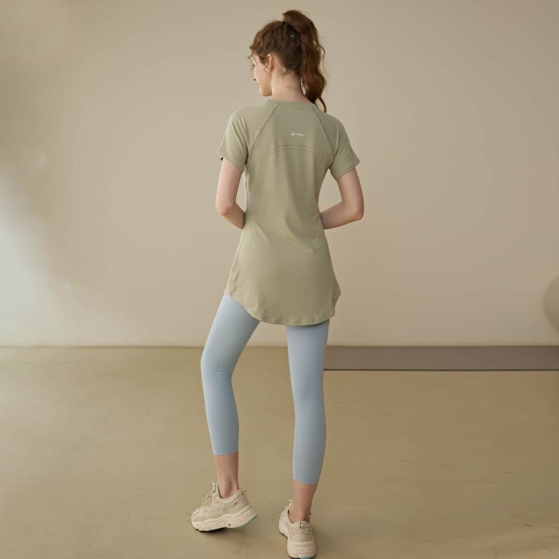 T-shirt clothes fitness hip-covering mid-length running