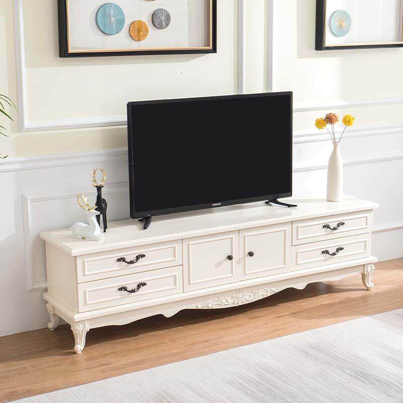 电视柜小户型超窄全实木白色电视柜家用客厅储物柜落地欧式小