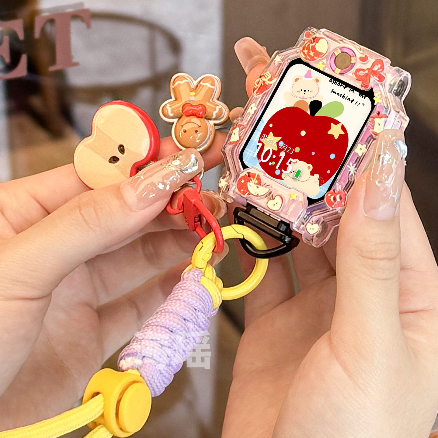 适用小天才电话手表表带z11/z10/z9儿童挂绳z8a/z7s/z6pro苹果熊