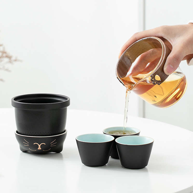 便携式旅行茶具小套装简易功夫泡茶壶茶杯户外随身快客杯一壶三杯