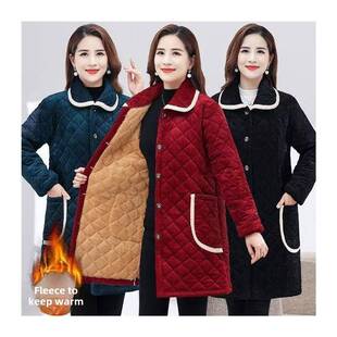 宽松省服女加绒罩衣加厚大码夹棉中长款保暖灯芯绒四川省棉衣围裙
