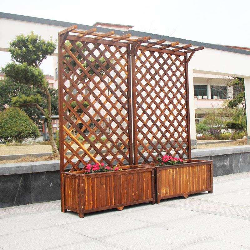 防腐木花架子栅栏围栏阳台庭院户外花箱花盆架网格装饰花园爬藤架