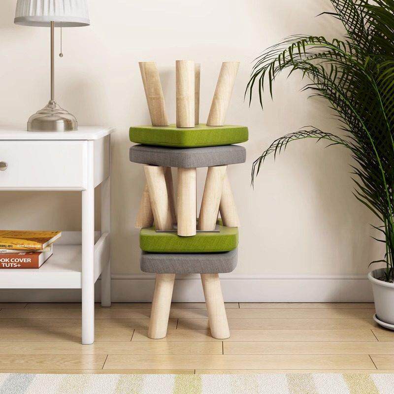 小凳子家用实木腿圆凳子可爱织物儿童生肖低凳子蘑菇凳子卡通创意