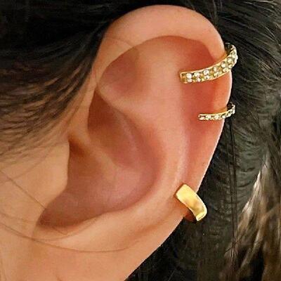 3PCS/Set Delicate Zircon Cute Clip Earrings Female Buckle