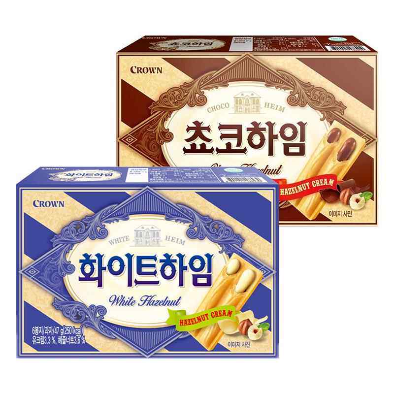 韩国进口crown克丽安奶油巧克力榛子威化饼干 干47g榛子瓦夫休闲