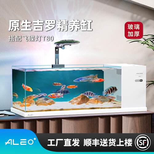 莱易欧吉罗缸超白玻璃一体式鱼缸客厅生态桌面侧过滤南美缸溪流缸