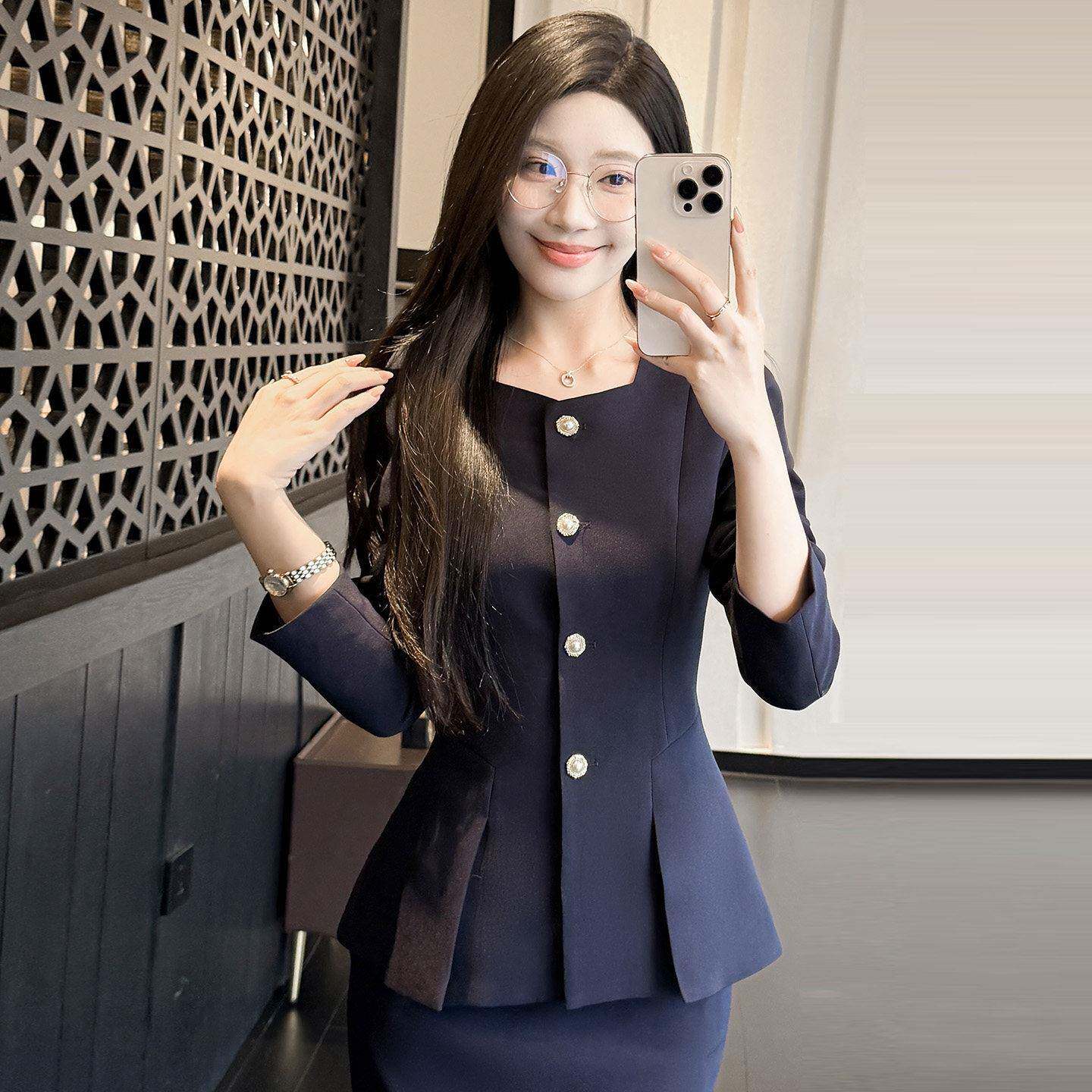 高端职业装女秋冬美容院工作服酒店前台会务接待工装套装案场客服