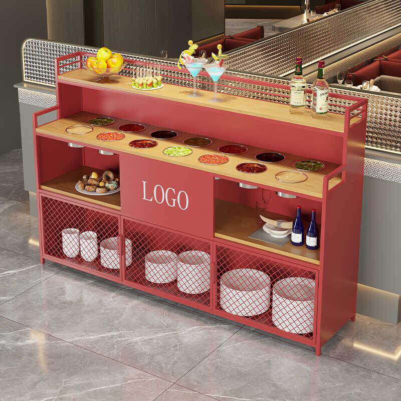 火锅店自助餐调料桌麻辣烫商用铁艺多层自助小料台蘸料桌饭厅调味