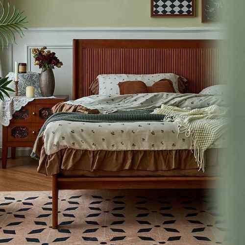 2024年新款法式复古1米8实木床主卧床1米5双人床现代简约卧室家用