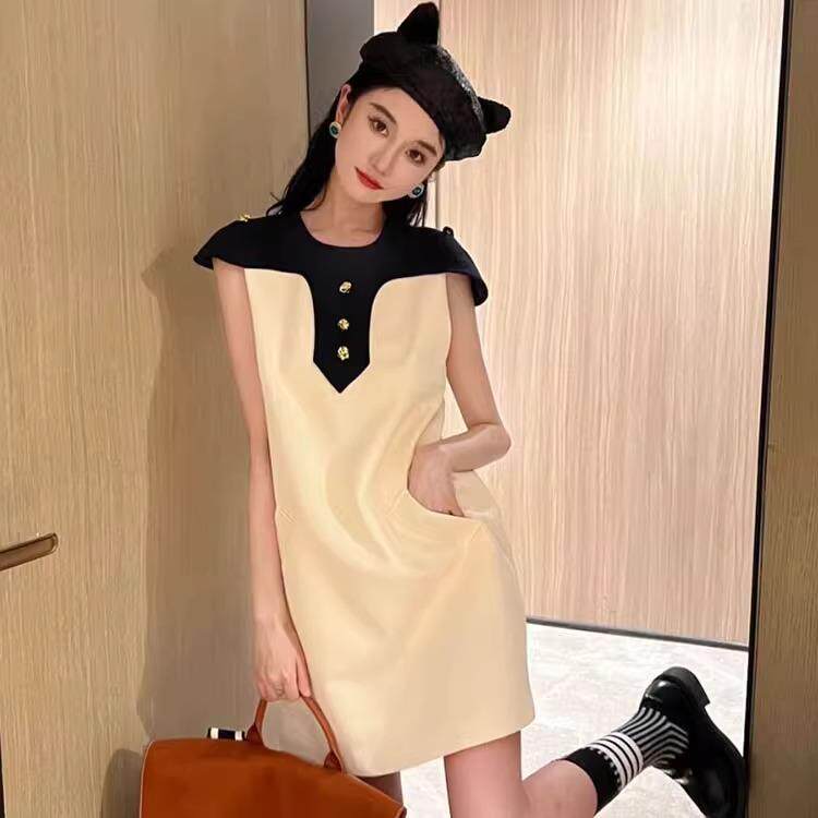 欧洲站夏季女装2026年新款别致独特裙子小个子无袖连衣裙小众设计