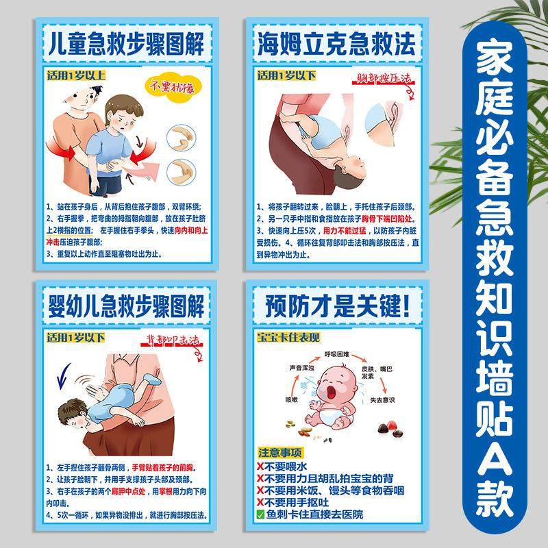 海姆立克急救法挂图婴幼儿海报儿童医院心肺复苏流程家用贴纸,玩具/童车/益智/积木/模型,玩具挂图/认知卡,淘宝优惠券,粉丝福利购,淘宝优惠卷